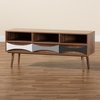 Baxton Studio Leane ModernNatural Brown Finished and Multi-Colored Wood 3-Drawer TV Stand 196-12081-ZORO